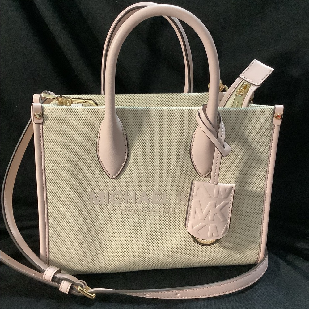 Michael Kors Cream and Pink Satchel